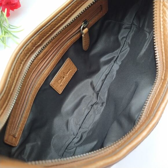 Cole Haan Metallic Brown Leather Zipper Closure Hobo Shoulder Bag - Picture 11 of 16